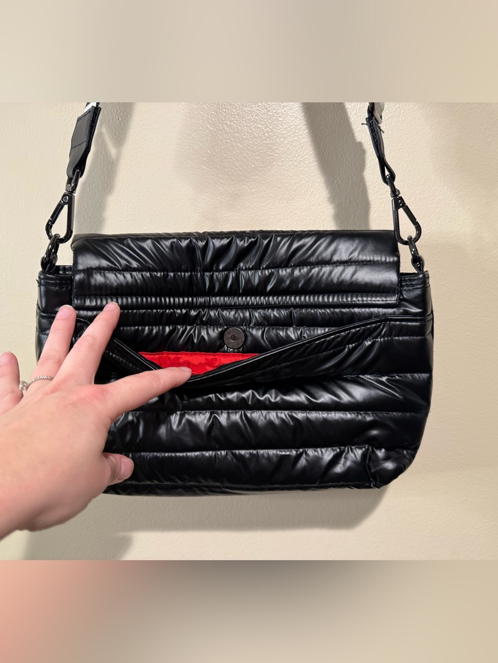 THINK ROYLN Black Quilted Crossbody with Striped Strap - Picture 14 of 16